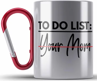 Produktbild von Trendation - To Do List Your Mom Edelstahl Tasse Karabiner Geschenk Spruch Humor Sarkasmus Geschenkidee Jugendliche Erwachsenen Humor 18+ (Rot)