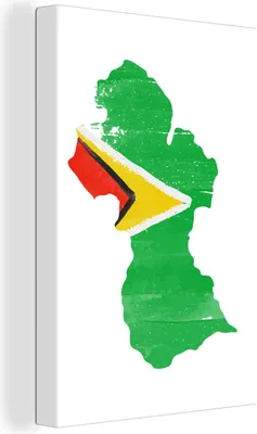 Obrázok produktu pre OneMillionCanvasses® - Plátno - 90x140 cm, Guyana - Mapa - Vlajka, Nástenná umelecká tlač Dekorácia na stenu - Fotografia na plátne - Maľba na drevenom ráme - Dekorácia na stenu - Spálňa