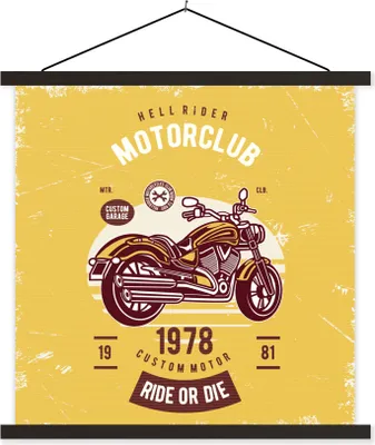 Produktbild von MuchoWow® Textilposter Motorrad - Gelb - Retro 40x40 cm mit schwarzem Rahmen - Fotos