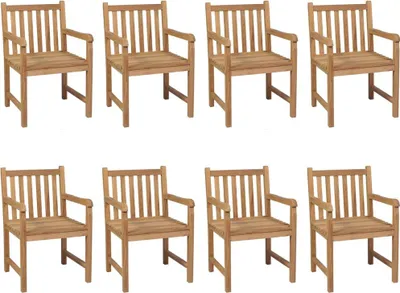 Produktbild von vidaXL Gartenstühle 8 Stk. mit Anthrazit Kissen Massivholz Teak
