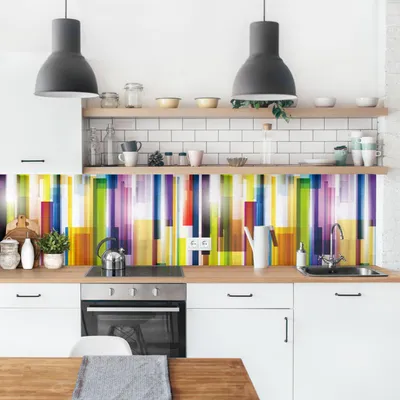 Produktbild von Küchenrückwand Muster selbstklebend - 0.35 mm Wandpaneel wasserfest Design bunt Abstrakt Spritzschutz fugenlos