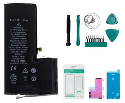 Produktbild von Akku für iPhone 11 Pro Max 3969 mAh Reparatur Set inkl. Kleber & Schraubenmatte