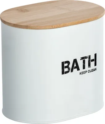 Produktbild von WENKO Bad Box GARA Aufbewahrungs Bambus Deckel Organizer weiß WC Dosen Küchen