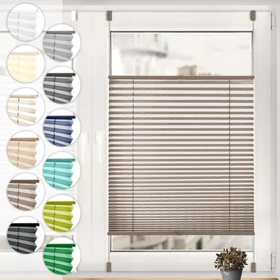 Produktbild von Sonello Plissee Klemmfix ohne Bohren 80cm x 160cm Braun Faltrollo Plisseerollo Jalousie für Tür & Fenster Blickdicht Sichtschutz Sonnenschutz Fertifplissee Rollo