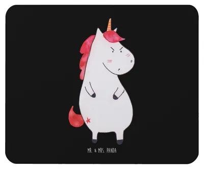 Produktbild von Mr. & Mrs. Panda Mousepad Einhorn Wut - Schwarz - Geschenk, Mouse Pad, Unicorn, Nein, Mauspad, Arbeit, mausteppich, mousematte, Büro, pc