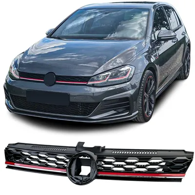 Sport Kühlergrill SCHWARZ GLANZ Leiste Rot für VW Golf 7 VII Facelift 2017-2020 – Produktansicht