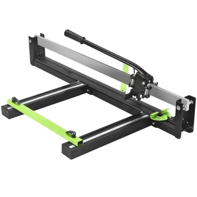 Produktbild von Profi Fliesenschneider mit Laserpositionierung und Gummioberfläche - 800 mm, Einzelschiene, Halterung - Rutschfest