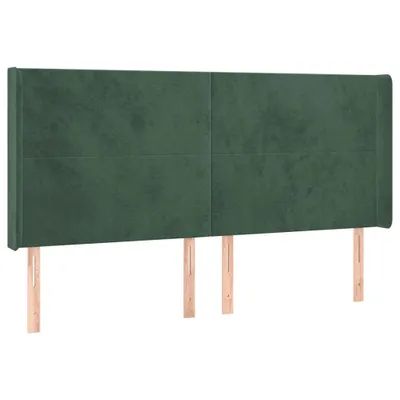 Image de vidaXL Tête de lit avec oreilles vert foncé 203x16x118/128 cm velours