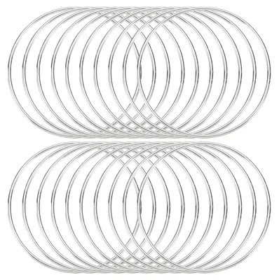 Image de Anneaux en métal pour macramé - 20 pièces, adaptés pour la fabrication de rêveurs, matériel de bricolage, couleur argent, diamètre de 10 cm