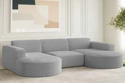 Zdjęcie produktu dla Narożnik w kształcie U MODENA tkanina Loop Szary