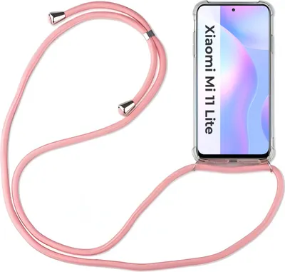 Produktbild von Xiaomi Hülle mit Band Schutzhülle Handykette Silikon Handy Tasche mit Schnur Neu Xiaomi Mi 11 Lite Rosa
