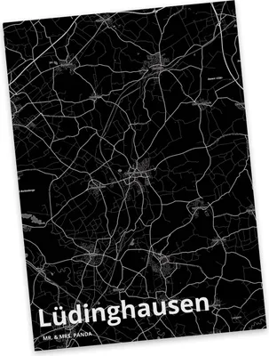 Produktbild von Mr. & Mrs. Panda Postkarte Lüdinghausen - Geschenk, Stadt Dorf Karte Landkarte Map Stadtplan, Grußkarte, bildkarte, Ansichtskarten, Ansichtskarte, Postkarten