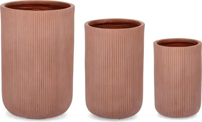 Produktbild von 3er Set Töpfe 37 x 37 x 55 cm Glasfaser Ton Rot