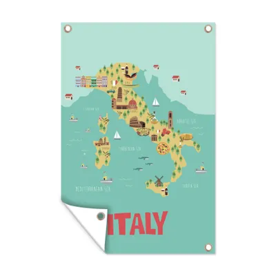 Obrázek produktu pro MuchoWow® Zahradní plakáty - Mapa - Itálie - Děti - 90x60 cm - Zahradní dekorace