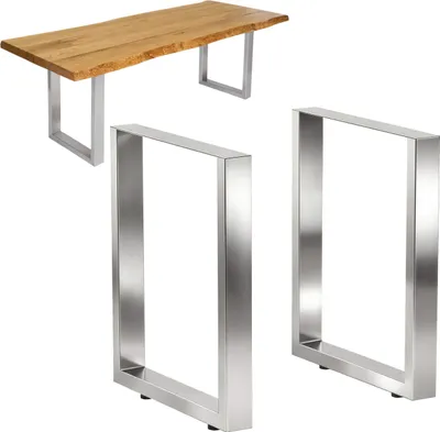 Produktbild von DanDiBo 2x Tischbeine Edelstahl 72 x 70 cm Tischgestell Höhenverstellbar 96672 Tischfüße Möbelfüße Tischkufen Esstisch Beine