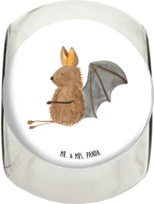 Produktbild von Mr. & Mrs. Panda keksglas Fledermaus Sitzen XL 2000ml - Weiß - Geschenk, Motivation, Teedose, Frischhaltedose, glasbehälter, Aufbewahrungsdose, Vorratsglas, Fledermäuse