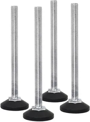 Obrázok produktu pre Nastaviteľná skrutka - skrutka M10 - nosnosť do 550 kg - priemer 38 mm - plastová podložka - pre stroje - 4 kusy