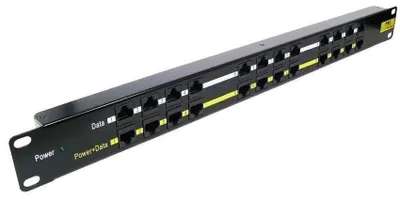 Immagine prodotto di Pannello patch POE/UTP cat.5e 12p/1U/nero (rack 19")