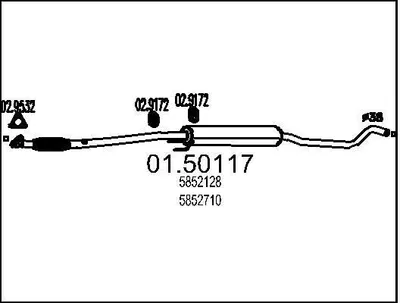 Produktbild von MTS 01.50117 Mittelschalldämpfer Schalldämpfer für OPEL Corsa C Schrägheck (X01)