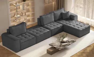 Zdjęcie produktu dla Narożnik modułowy XL BOHOO tkanina Raven ciemnoszary prawy