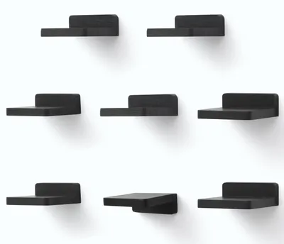 Image de Petites étagères murales suspendues, lot de 8, étagères carrées en bois, mini-étagères suspendues pourReproductioner la chambre et le salon, 10,2 cm x 10,2 cm x 4 cm (noir rustique)