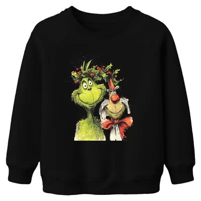 Produktbild von Grinch Weihnachten lustig Grinchkopf Max Hund Kinder Sweatshirt Pullover, Schwarz, 104
