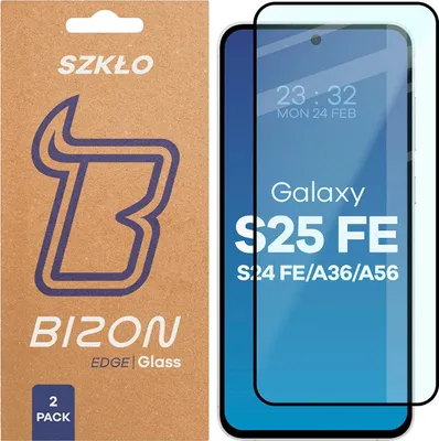 Produktbild von 2x Gehärtetes Glas für Galaxy S25 FE / S24 FE / A36 5G / A56 5G, Bizon Glass Edge Duo, Schwarzer Rahmen