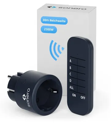 Produktbild von Funksteckdose Fernbedienung Steckdose - 2300 W - Anthrazit - 1 Steckdose und 1 Fernbedienung