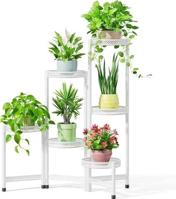 Image de Support pour plantes Famanu, en métal, avec 6 niveaux - Noir