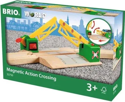 Productafbeelding van Magnetische Brio spoorwegovergang 33750, houten accessoires voor treinbanen, hout gecertificeerd volgensnormen, geschikt voor kinderen vanaf 3 jaar