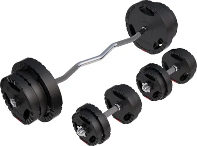 Produktbild von GORILLA SPORTS® Hantelset - 70kg, 4x1,25kg, 4x2,5kg, 4x5kg, 2x10kg, 14 Kunststoff Hantelscheiben, SZ-Stange 120cm, Kurzhanteln, 6 Sternverschlüsse, Chrom - Langhantelset, Curlhanteln, Gewichten
