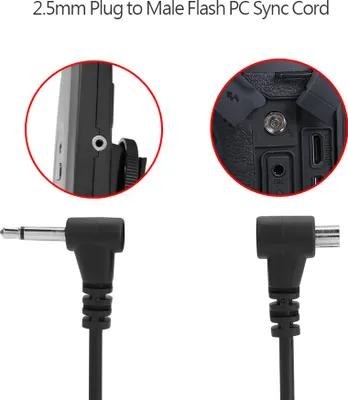 Obrázok produktu pre 12-palcový/30 cm ľahký synchronizačný kábel blesku s 2,5 mm jack konektorom na synchronizačný kábel PC (zástrčka)