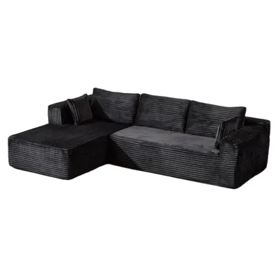 Produktbild von Ecksofa Cord Schlafsofa mit Chaiselongue, modernes L-Form Sofa klein 3-Sitzer Ecksofa, bequem & platzsparend, ideal für Wohnzimmer