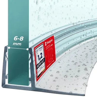 Immagine prodotto di STEIGNER Guarnizione doccia, 170cm, per spessore vetro 6/7/ 8 mm, guarnizione semicircolare in PVC, UK02