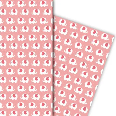 Produktbild von Herziges Elefanten Geschenkpapier für liebevolle Geschenke, rosa - G5145, 32 x 48cm