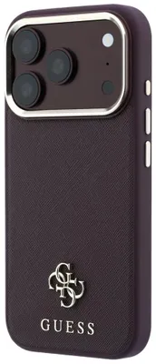 Produktbild von Handyhülle Guess Saffiano Small 4G Classic Logo für iPhone 18 Pro / 17 Pro mit MagSafe, Burgunderrot