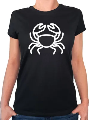 Produktbild von Huuraa Damen T-Shirt Krebs Sternzeichen Symbol XXL Black Bio Baumwolle Fairtrade Damenshirt Geschenkidee
