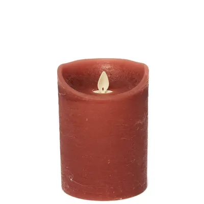 A single LED candle with a flickering flame on a white background.