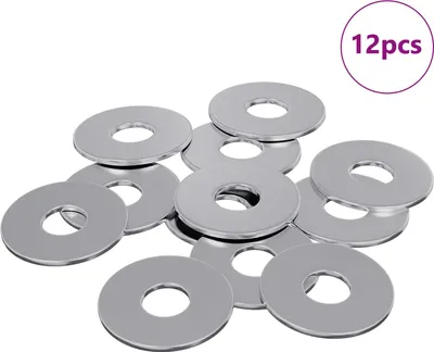 Obrázek produktu pro vidaXL Podložky, 12 kusů, stříbrné, 18 x 18 x 1,2 mm, ocel