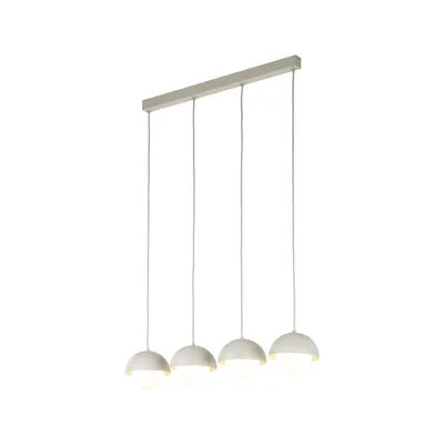 Produktbild von Hängelampe Glas Metall G9 H: max. 120 cm Beige Weiß 4-flammig Kugelschirm Retro Design Pendelleuchte