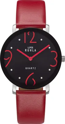 Obrázok produktu pre Dámske náramkové hodinky UMR RUHLA RS204177, analógové, quartz, kožený remienok (červený), nerezová oceľ