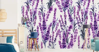 Immagine prodotto di Carta da parati in tessuto non tessuto murale bella lavanda fiori natura 315 cm (L) x 210 cm (H) murale decorazione murale