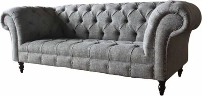 Zdjęcie produktu dla Chesterfield, sofa, tapicerka, 3-osobowa, szara