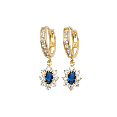Produktbild von Wunderschöne 9 Karat (375) Gold Damen - Paar Ohrringe mit Zirkonia - 25mm*8mm; TRS26418