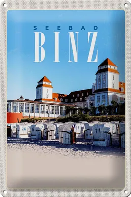 Produktbild von Blechschild Reise 20x30cm Seebad Binz Strandkörbe Strand Urlaub