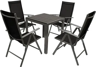 Produktbild von Garnitur Sitzgruppe 5-teilig Aluminium, Kunstholz, Kunstgewebe schwarz