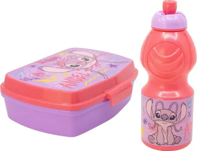 Produktbild von Disney Stitch Angel 2 tlg. Lunch Set Brotdose Trinkflasche 400 ml