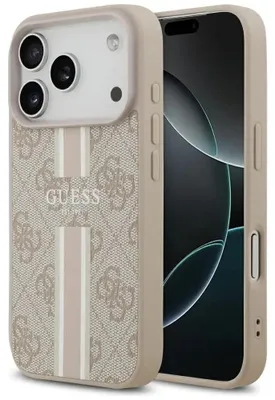 Zdjęcie produktu dla Etui Guess 4G Printed Stripes MagSafe do iPhone 17 Pro - różowe