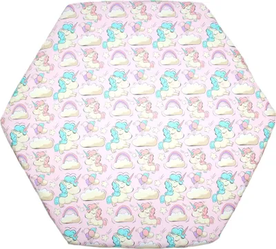 Produktbild von PRIMAWELA Spannbettlaken für Baby Kinder 6-eck Laufgitter Laufstall Matratze 105x120cm 32. Einhorn