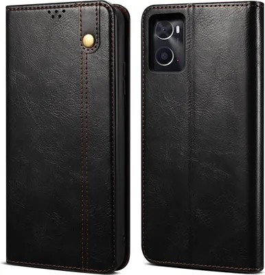 Produktbild von Realme 9i Hülle, Leder Flip Brieftasche Schutzhülle für OPPO Realme 9i Schwarz